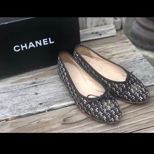 Chanel tweed ballerina flats